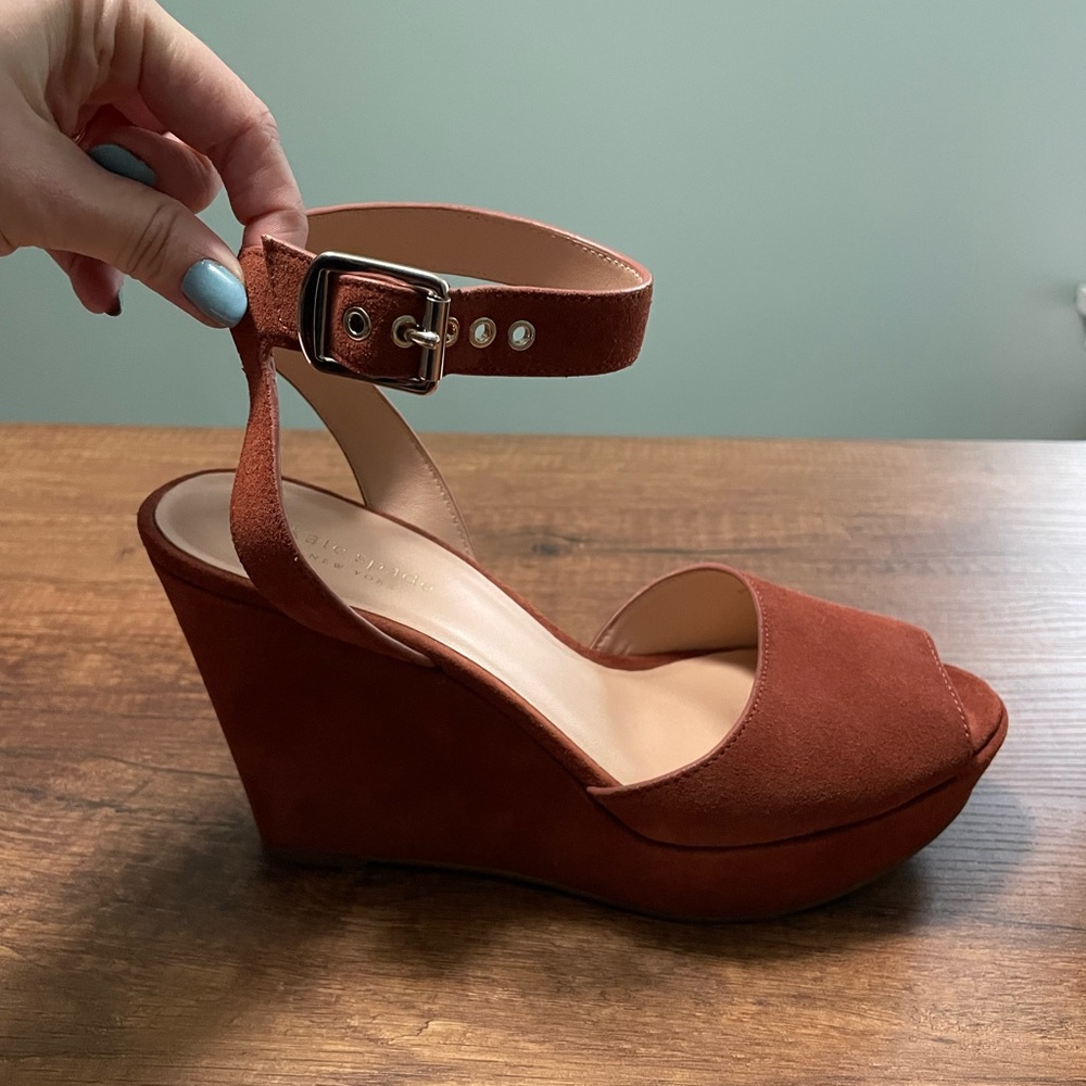 Kate Spade Key Lime Suede Wedge Sandals - Picture 4 of 15